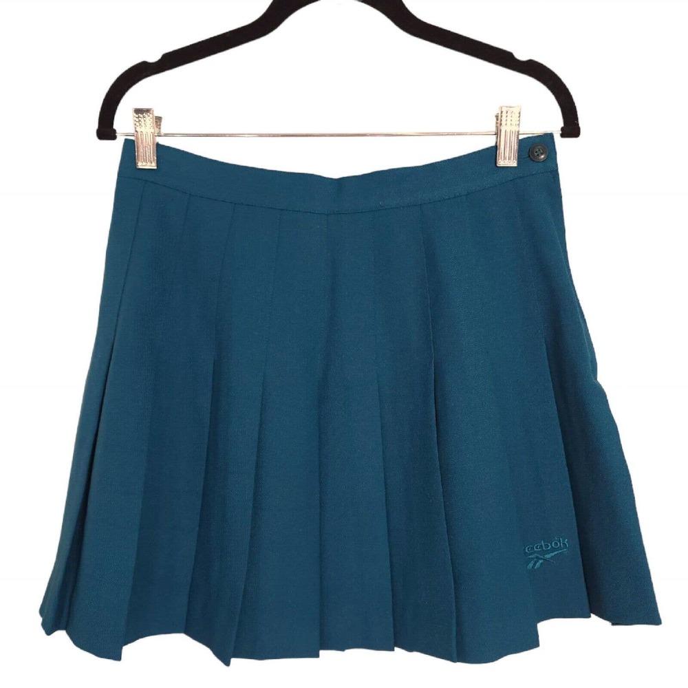 Reebok Womens Tennis Skirt Vtg 90s Y2K Teal Pleated Mini Athletic Sport Size 10
